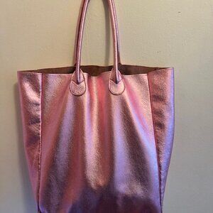 Erica Tanov "EVE" LEATHER TOTE IN METALLIC PINK ~ $398.00